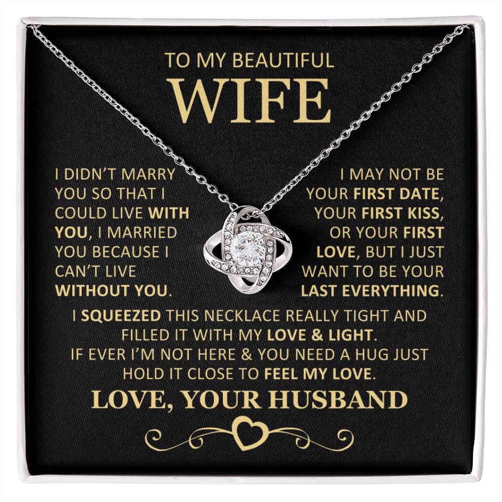 Unique Gift for Wife I Can't Live Without You Knot Necklace Love Knot Necklace