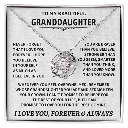 Beautiful Granddaughter Gift Love Knot Necklace