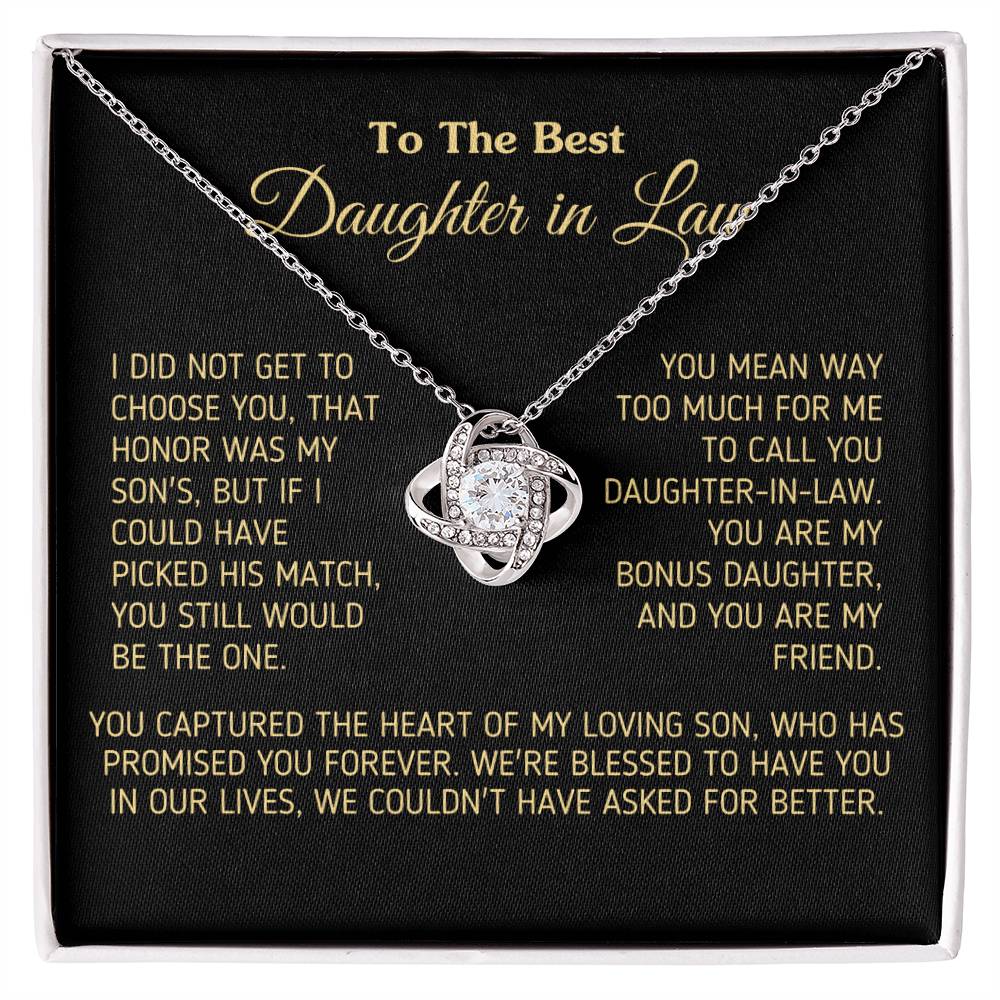 Gift for Daughter In Law You Are My Bonus Daughter, You Are My Friend Necklace Love Knot Necklace