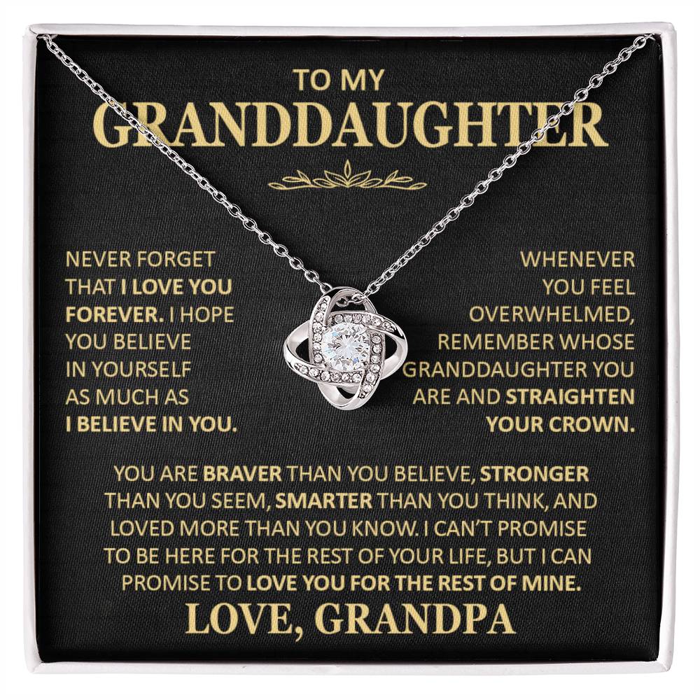 Beautiful Gift for Granddaughter From Grandpa Never Forget That I Love You Necklace Love Knot Necklace