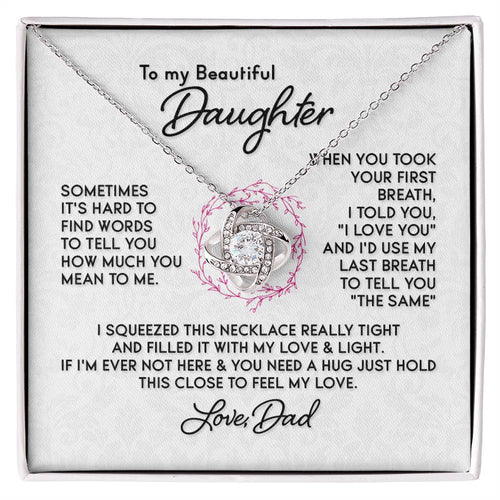 Gift For Daughter - First Breath Necklace From Dad Love Knot Necklace