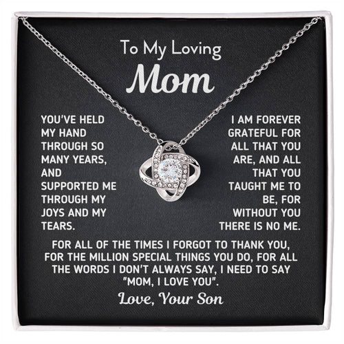 Gift For Mom From Son - Without You There Is No Me Gold Knot Necklace Love Knot Necklace