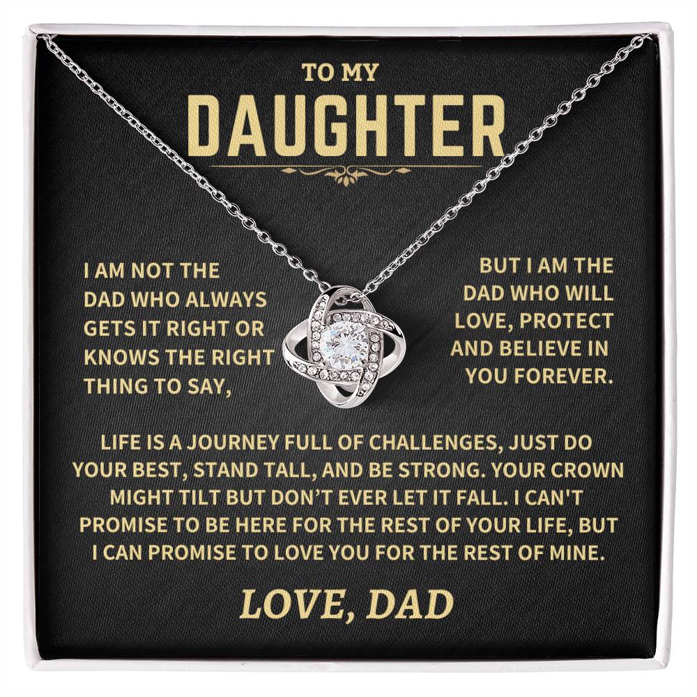 Gift For Daughter From Dad, Crown Might Tilt But Don't Ever Let It Fall Love Knot Necklace