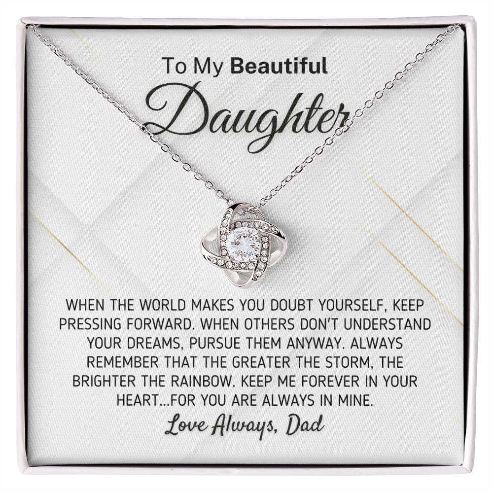 Gift For Daughter - The Greater The Storm Love Dad Necklace Love Knot Necklace