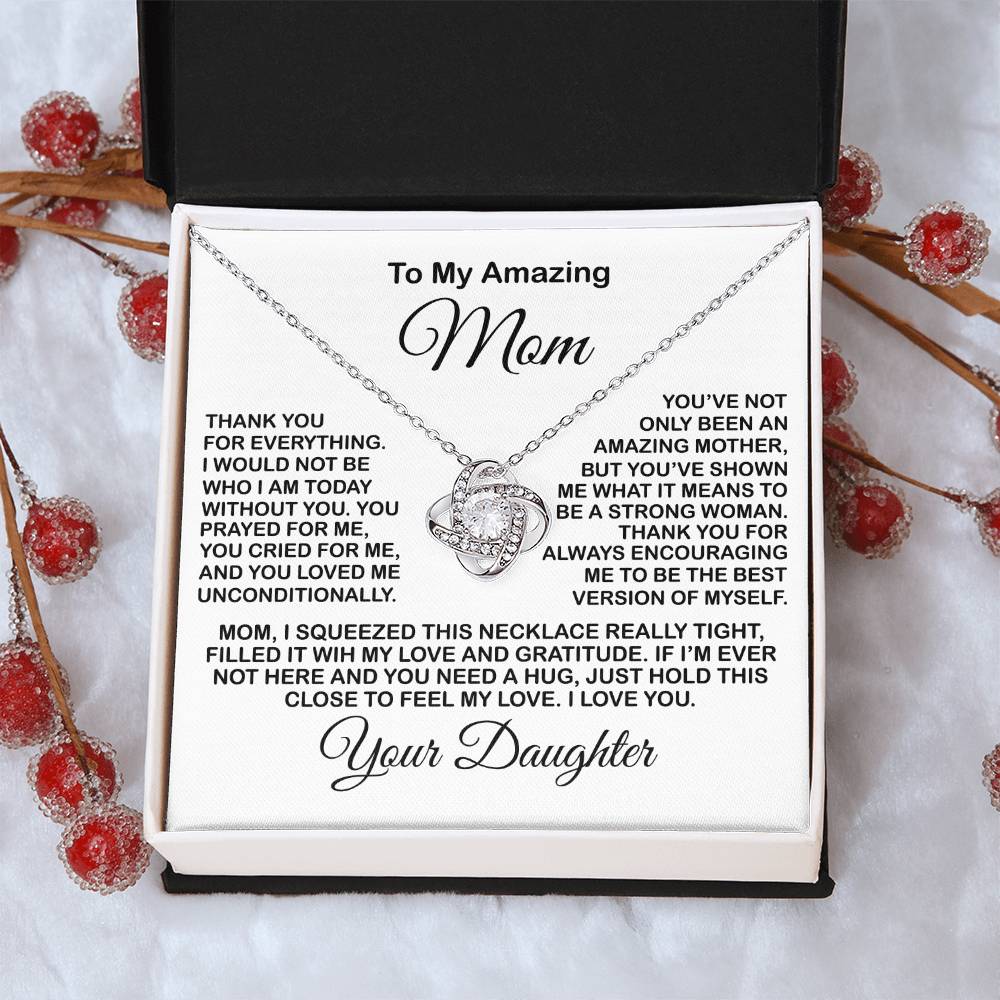 Present For Mom From Daughter Love Knot Necklace