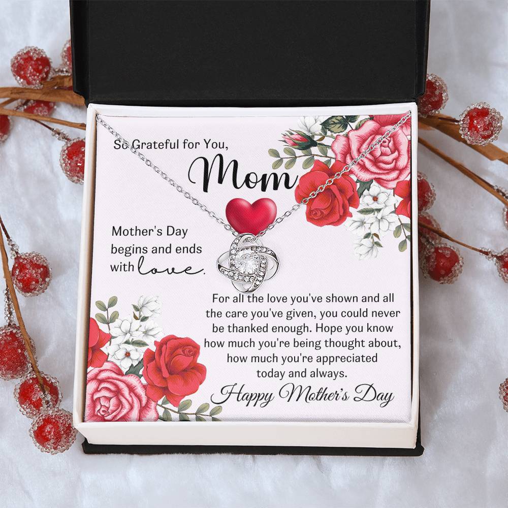 So Grateful For Your Love Mother's Day Gift For Mom Love Knot Necklace