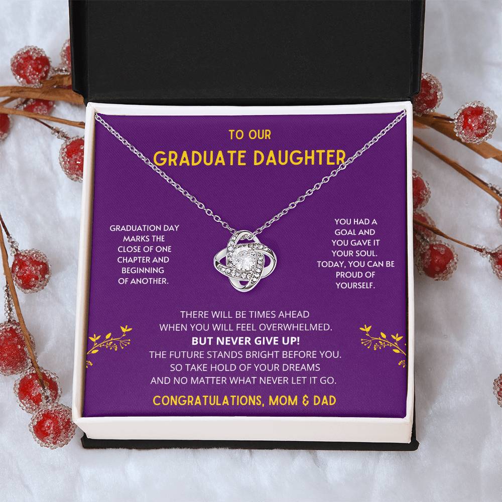 The Future Stands Bright Before You! Graduate Daughter - Necklace College Graduation Gift For Her High School Sen Love Knot Necklace