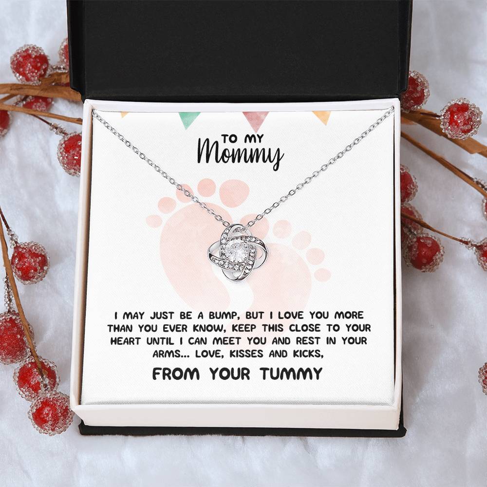 To My Mommy Necklace For Her Baby Shower Gift Love From Baby Bump Expecting Mother Pendant First Time Mom New Mommy Gif Love Knot Necklace