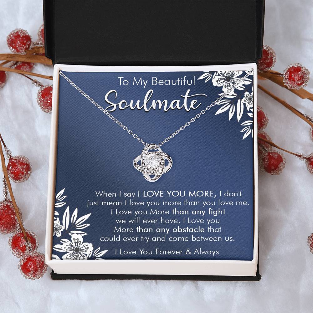 Gift For Your Soulmate Love You More Navy Flower Love Knot Necklace Love Knot Necklace