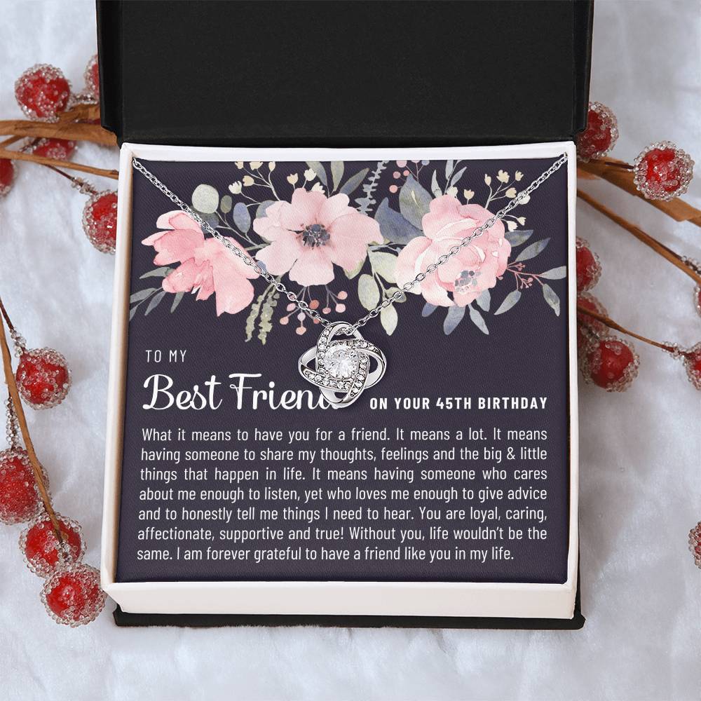 Gift For Best Friend 45Th Birthday 45Th Birthday Gift For Her Meaningful Best Friend 45Th Birthday Necklace Unique Gifts 45Th Bi Love Knot Necklace