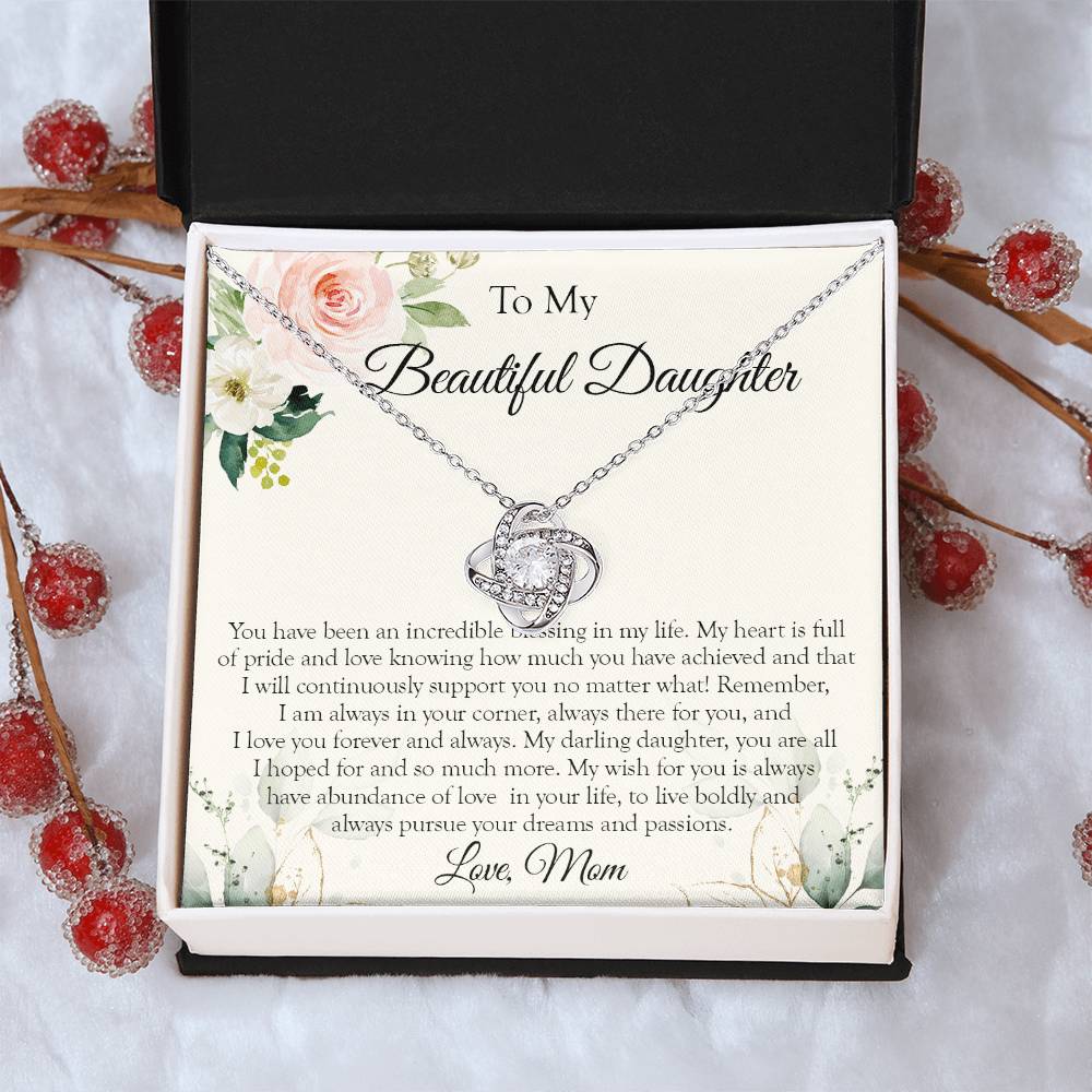 To My Daughter Necklace Gift For Daughter From Mom Sentimental Gift Love Knot Necklace