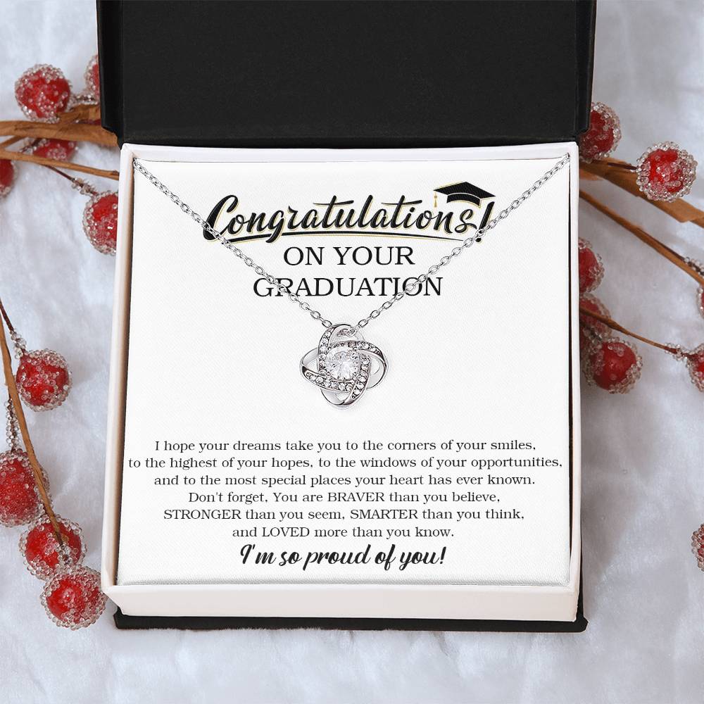 Graduation Gift For Her Graduation Necklace College Graduation Gift For Daughter Class Of 2022 Graduation Jewelry Love Knot Necklace
