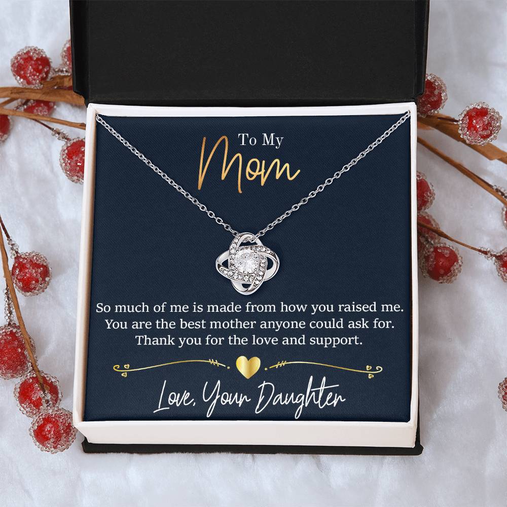 Mom - Thank You - Daughter Love Knot Necklace