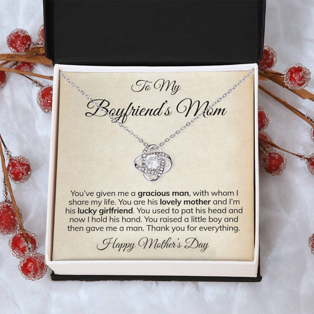 To My Boyfriend's Mom Necklace Happy Mother's Day Mother's Day Gift For Mom Of Boyfriend Love Knot Necklace