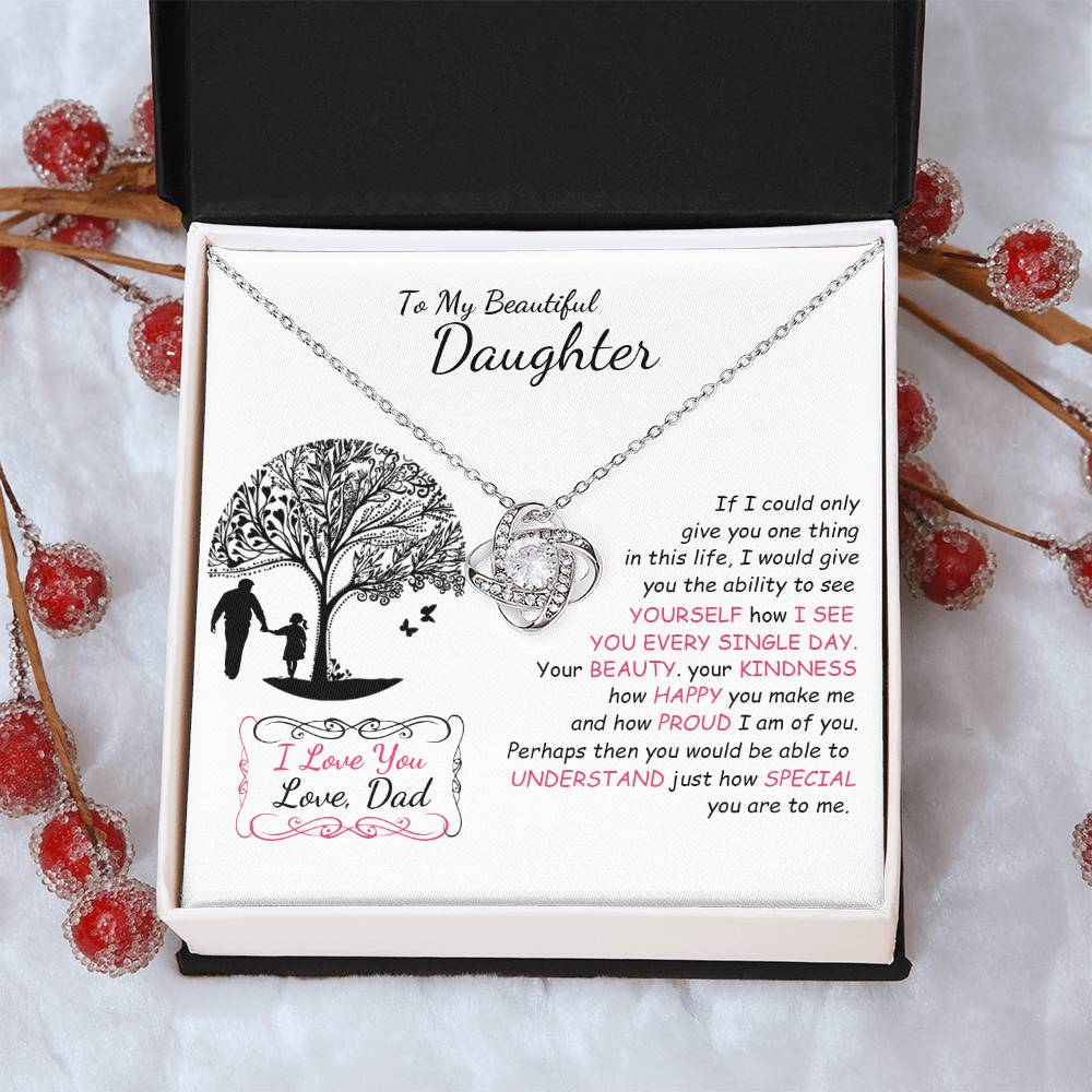 To My Beautiful Daughter Necklace Birthday Necklace For Girl Graduation Gifts For Her High School College Handmade Jewelry For Da Love Knot Necklace