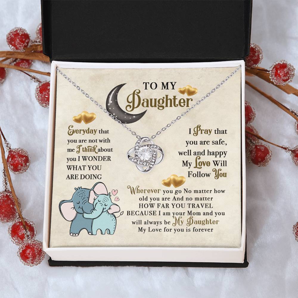 To My Daughter Elephant Mom Birthday Gift To My Daughter Elephant Love Necklace Gift For Daughter Daughter Birthday Daughte Love Knot Necklace