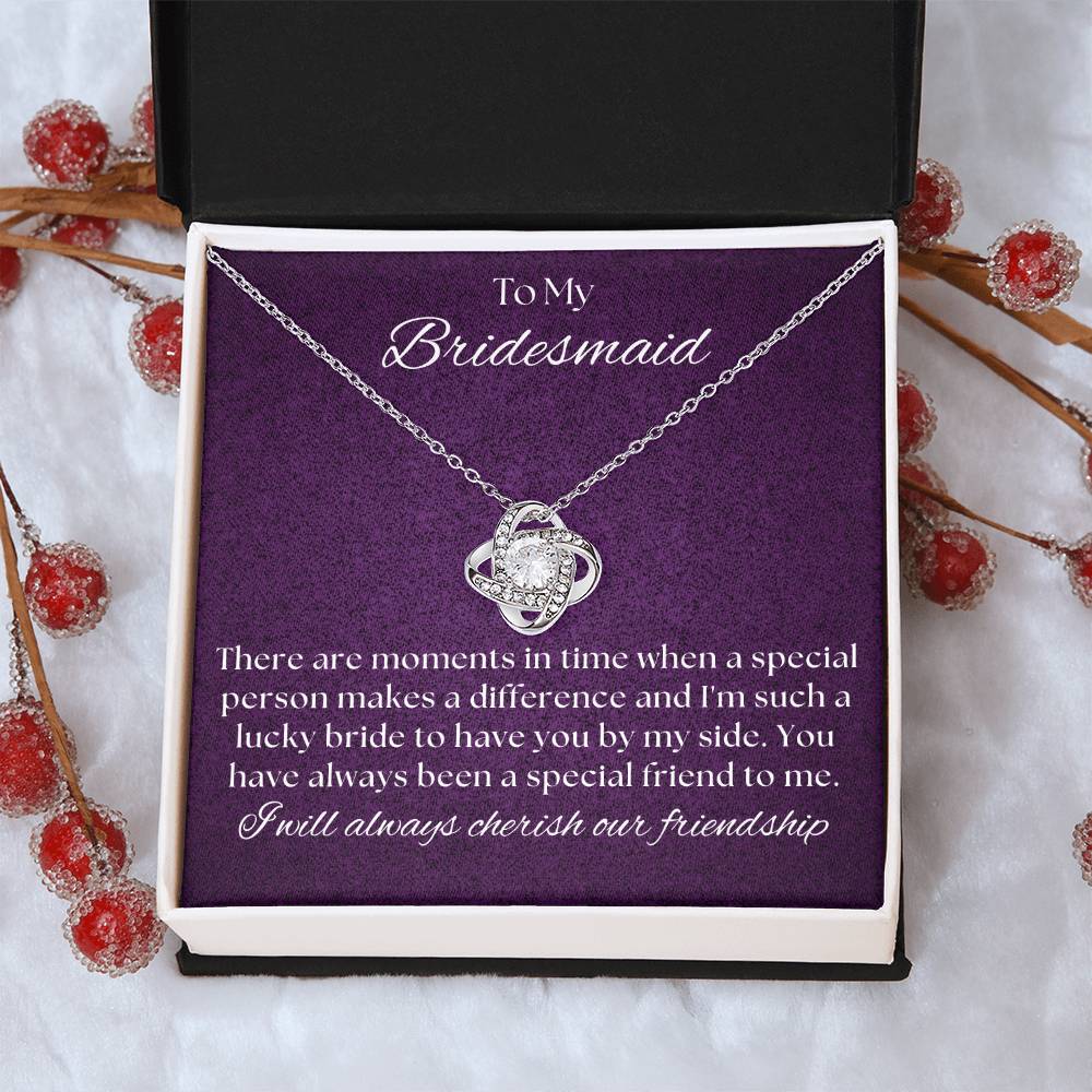 Bridesmaid For A Day Friends For Life(2) Love Knot Necklace
