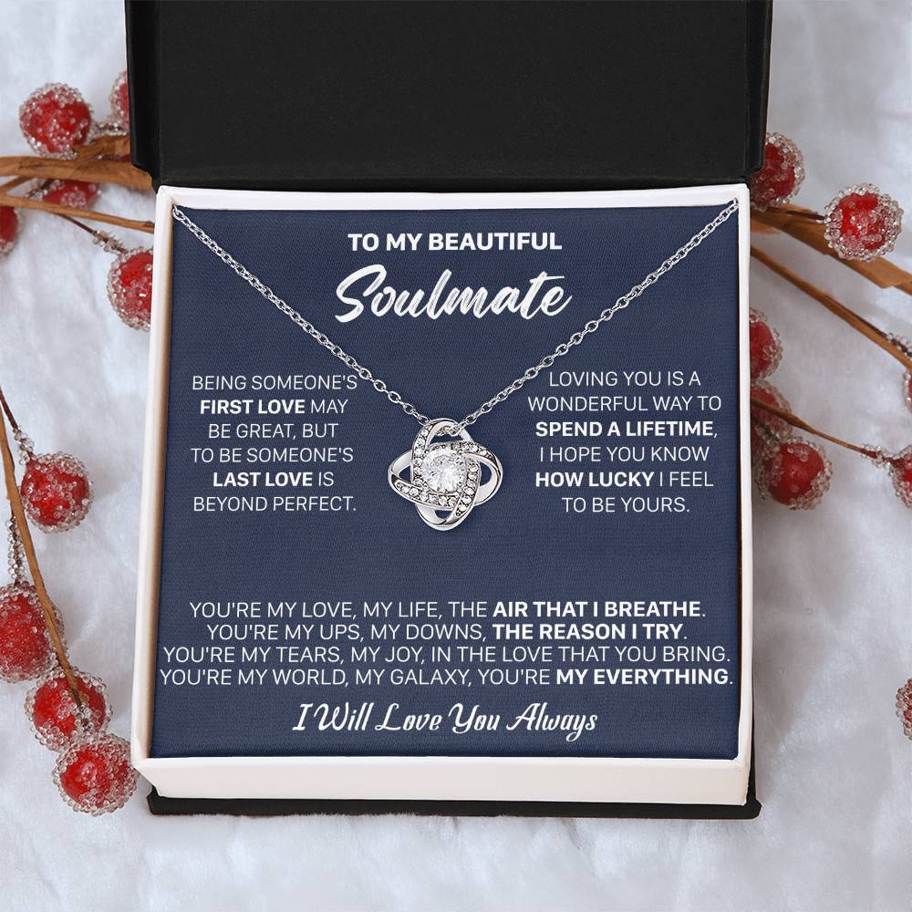 Gift For Your Soulmate - Being First I Breath Love Knot Necklace Love Knot Necklace