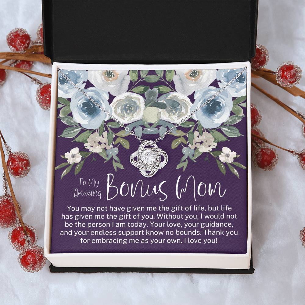 Bonus Mom Necklace Mothers Day Gift Daughter To Mom Gift Bonus Mom Step Mom Gift Present For Stepmom On Mothers Day Stepmom Necklace Love Knot Necklace