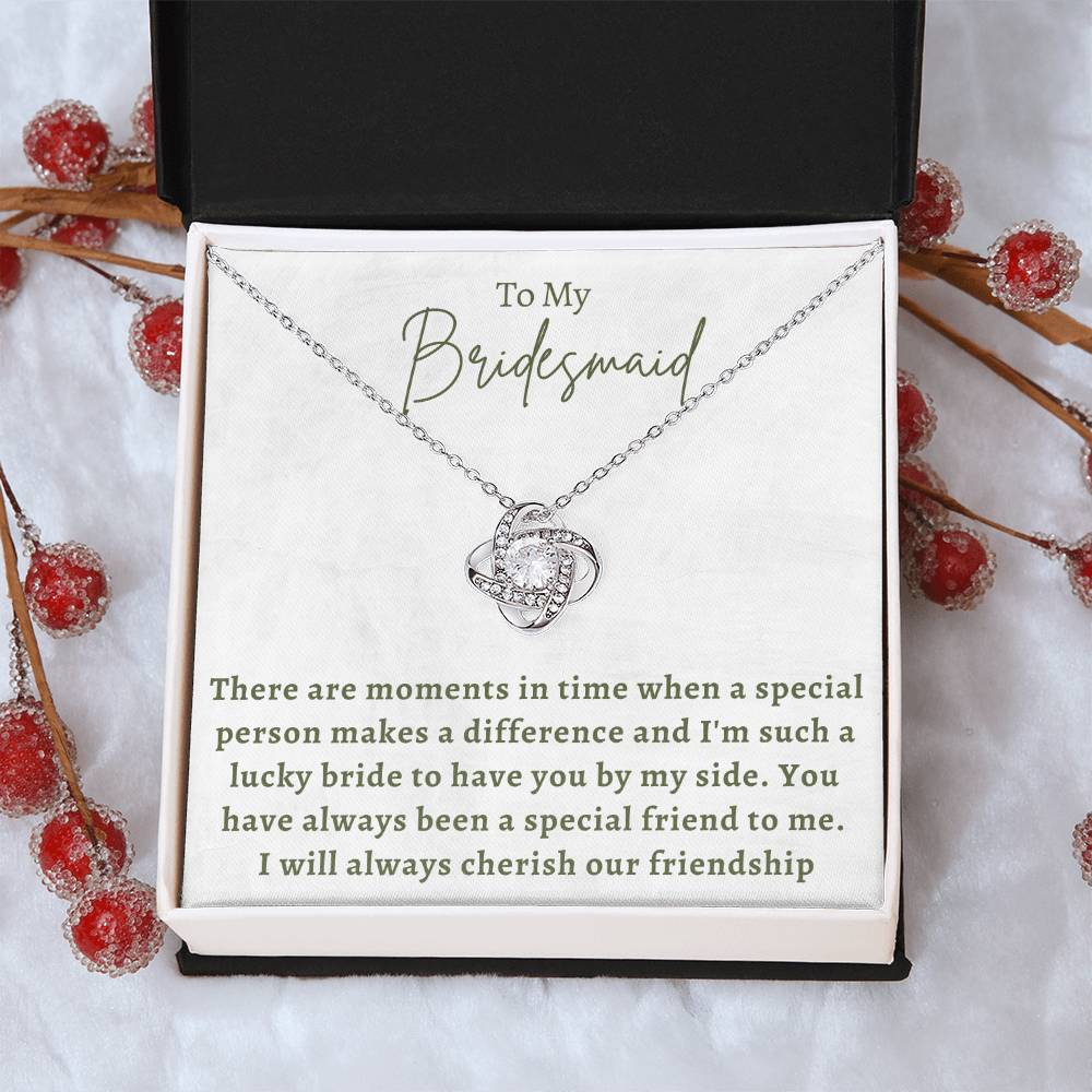Bridesmaid For A Day Friends For Life Love Knot Necklace