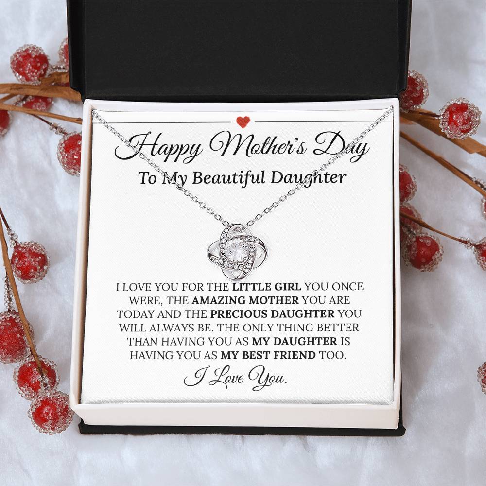 Precious Daughter Mother's Day Necklace Love Knot Necklace