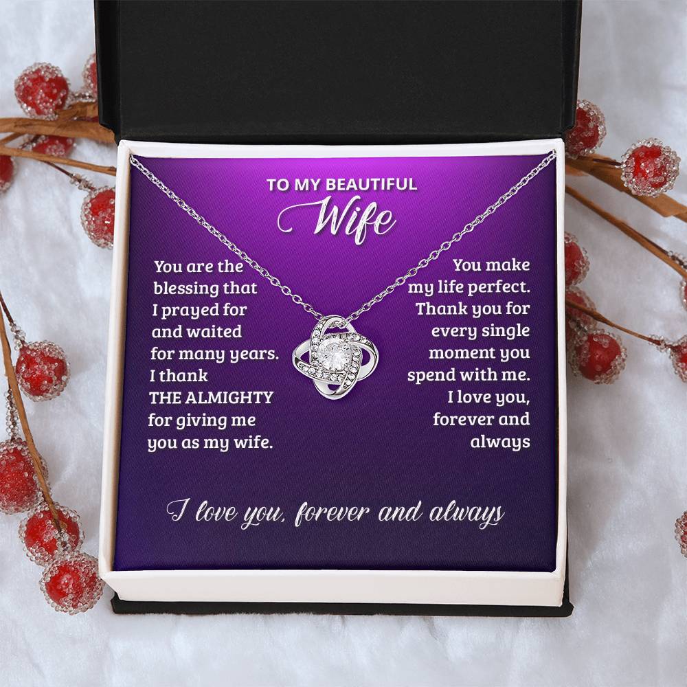 Love Knot Necklace - To My Beautiful Wife Love Knot Necklace