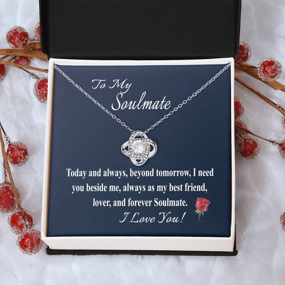To My Soulmate Message Card Necklace For Wife Girl - Love Knot Necklace