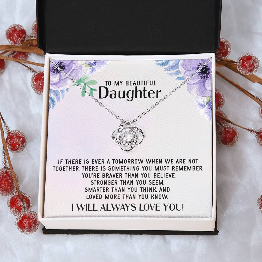 To My Daughter Necklace Gift From Mom Mothers Day Gift For Daughter From Mother Sentimental Jewelry Gifts For Daughter 1 Love Knot Necklace