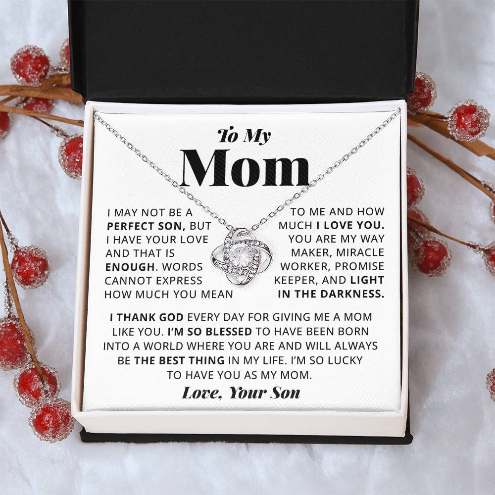 To My Mom - Heart Melt Message Love Knot Necklace Love Knot Necklace