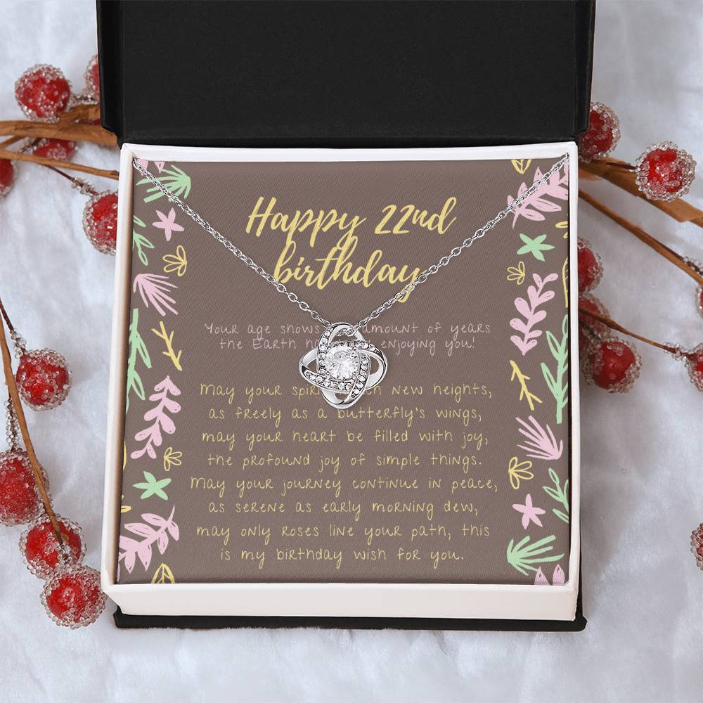 Happy 22Nd Birthday Gifts For 22Nd Birthday 22Nd Birthday Gift For Her 22 Year Old Female Best Friend 22Nd B Love Knot Necklace