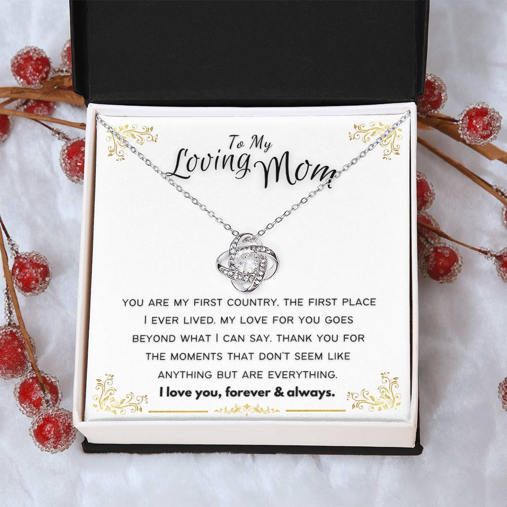 To My Loving Mom Love Knot Necklace