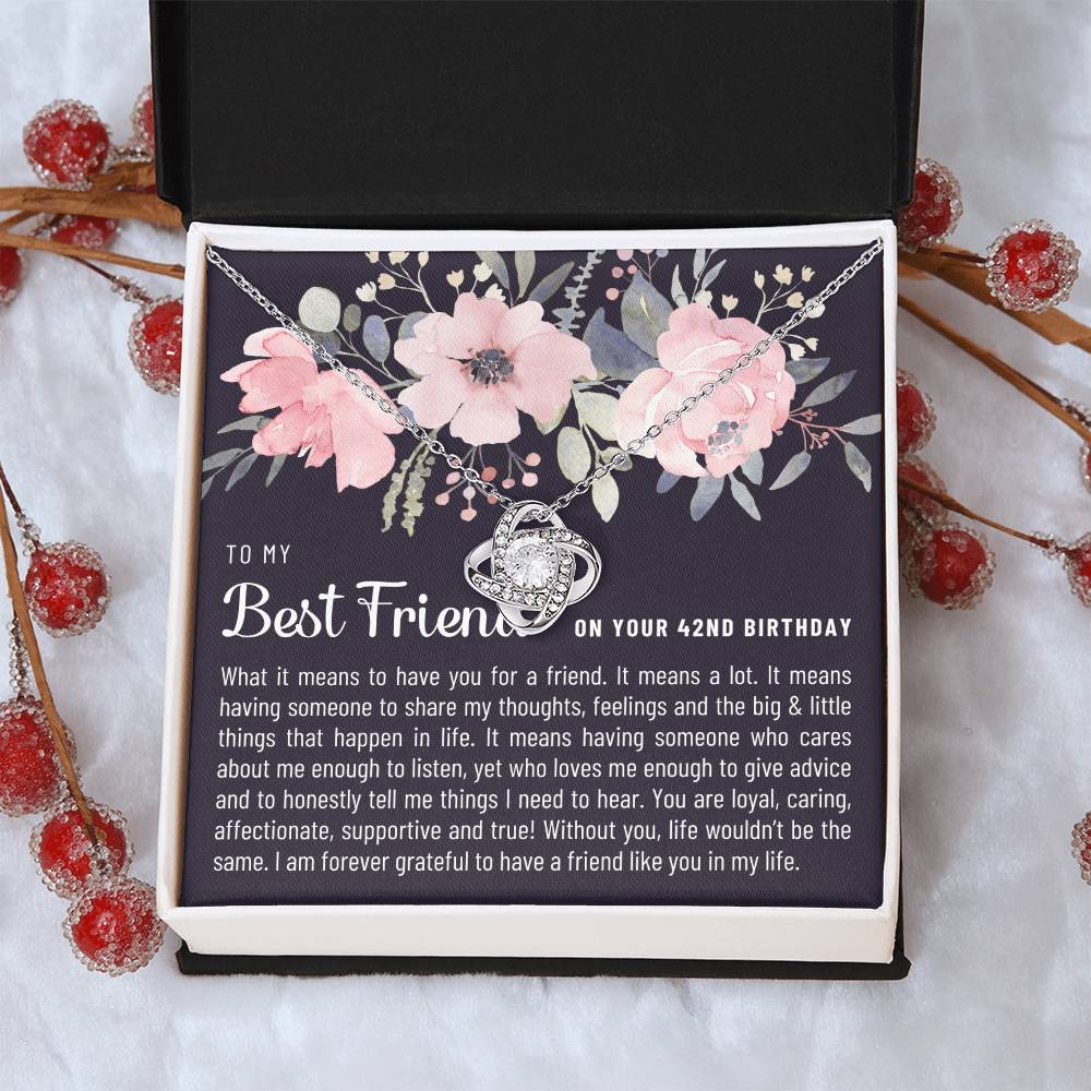 Gift For Best Friend 42Nd Birthday 42Nd Birthday Gift For Her Meaningful Best Friend 42Nd Birthday Necklace Unique Gifts 42Nd Bi Love Knot Necklace