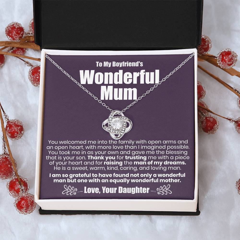 To My Boyfriend's Wonderful Mum - The Love Knot Necklace Love Knot Necklace