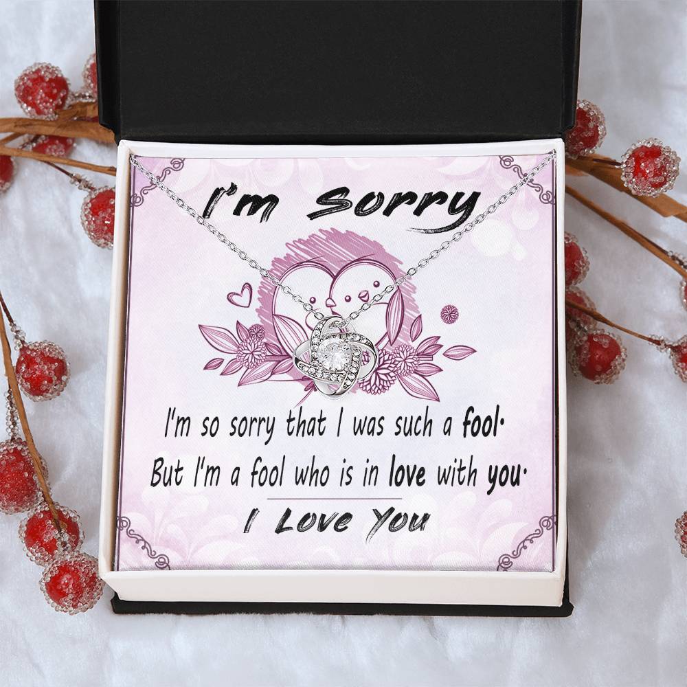 I'm Sorry Message Card Necklace For Wife Apology Gift F Love Knot Necklace