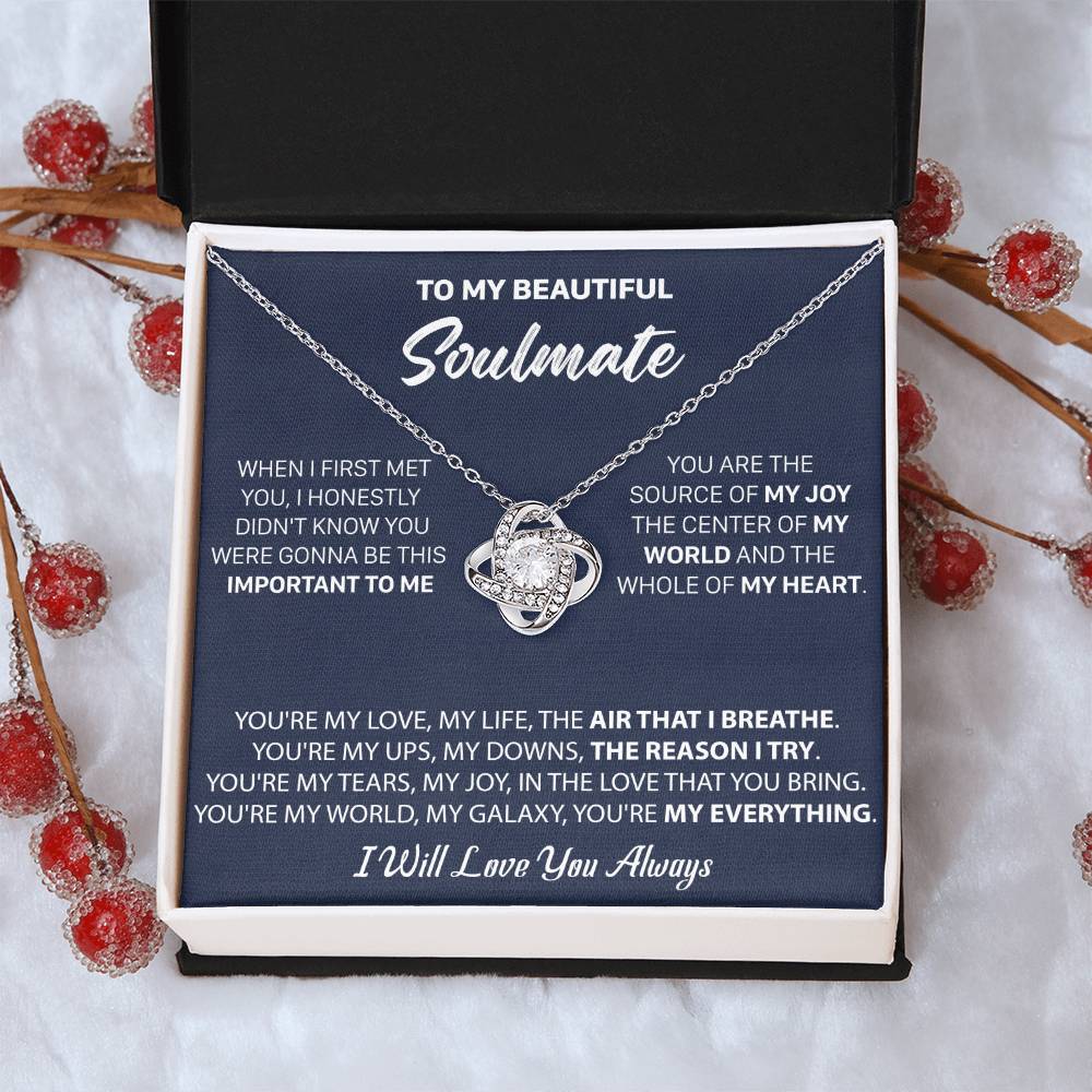 Gift For Your Soulmate - My Joy I Breath Love Knot Necklace Love Knot Necklace