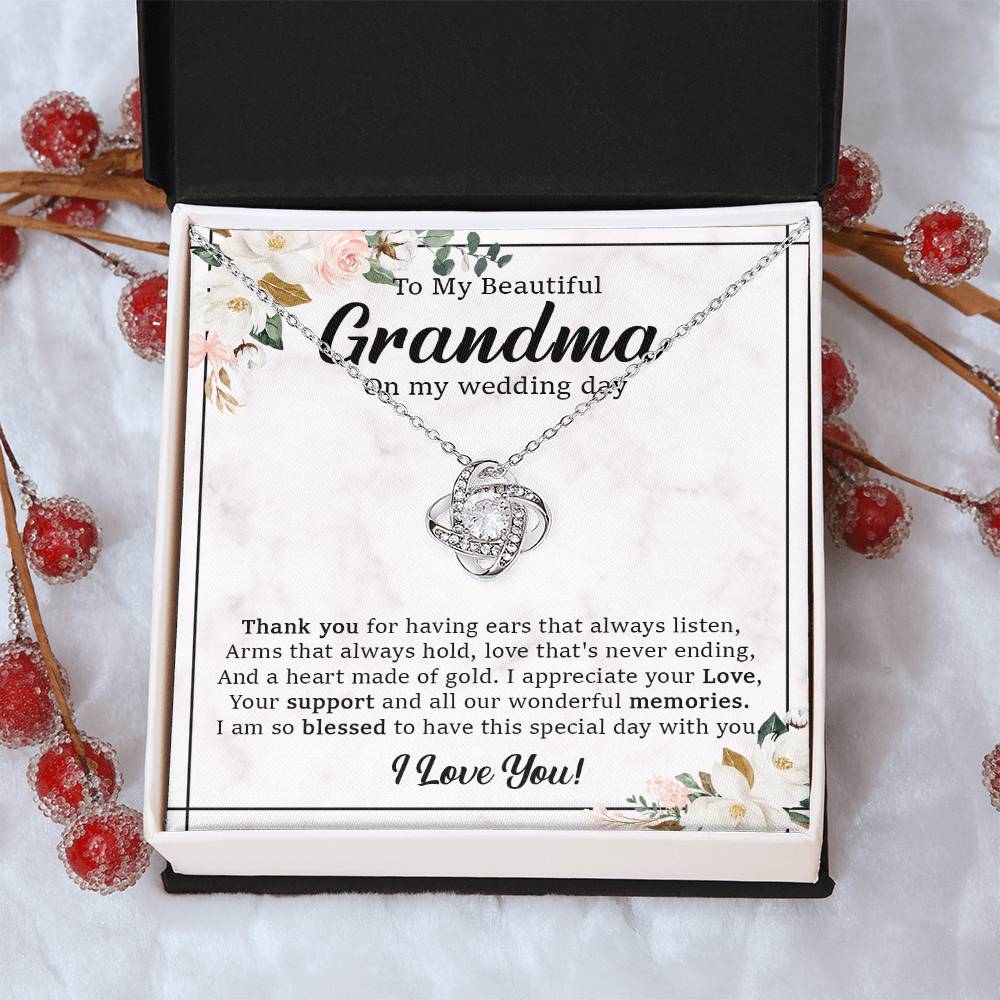 To Grandma Wedding Gift For Grandma Of The Bride Grandmother Wedding Gift From Granddaughter Love Knot Necklace