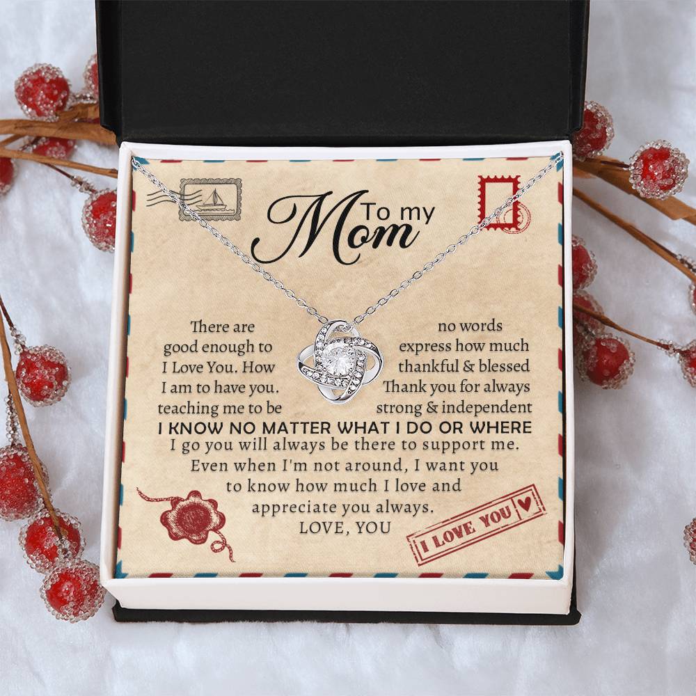 Gift To Mother Love Knot Mother'S Day Gift Necklace Gift For Mother Mother Gift From Daughter Mother Gift From Son Mother Messag Love Knot Necklace