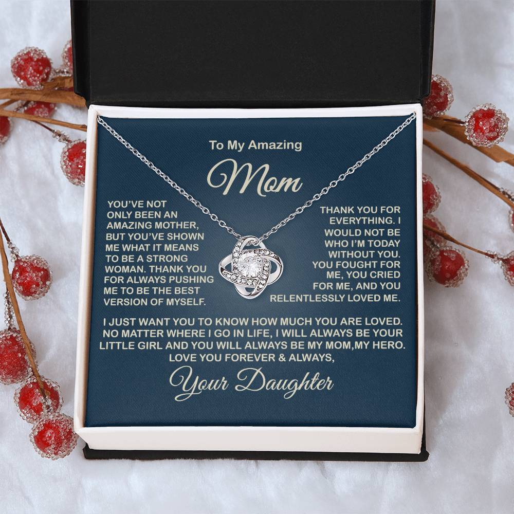 To My Amazing Mom Necklace Gift For Mom From Daughter Sentimental Gift Mother's Day Gift Love Knot Necklace