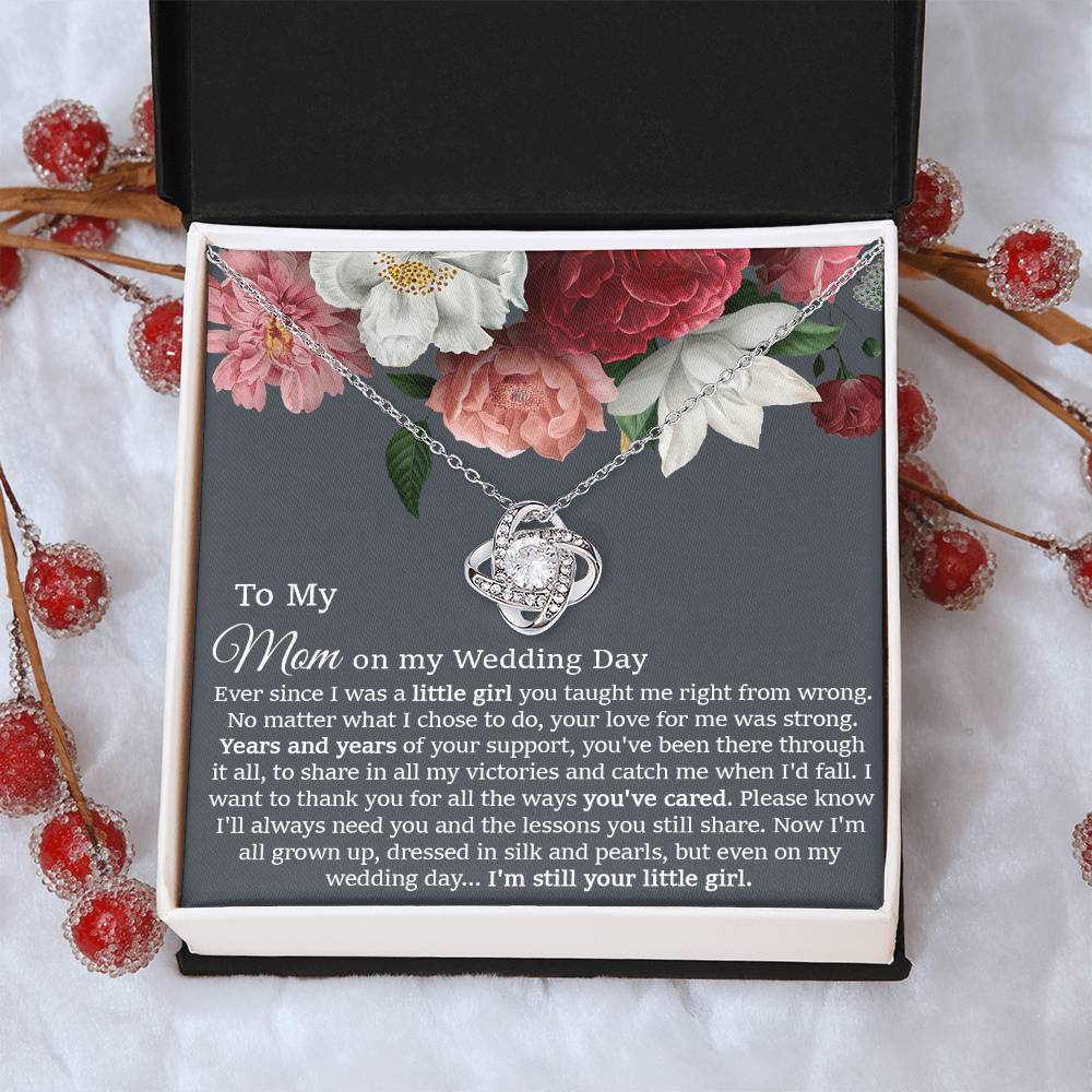 To My Mom On My Wedding Day Gift Wedding Necklace Gift For Mom From Bride Love Knot Necklace