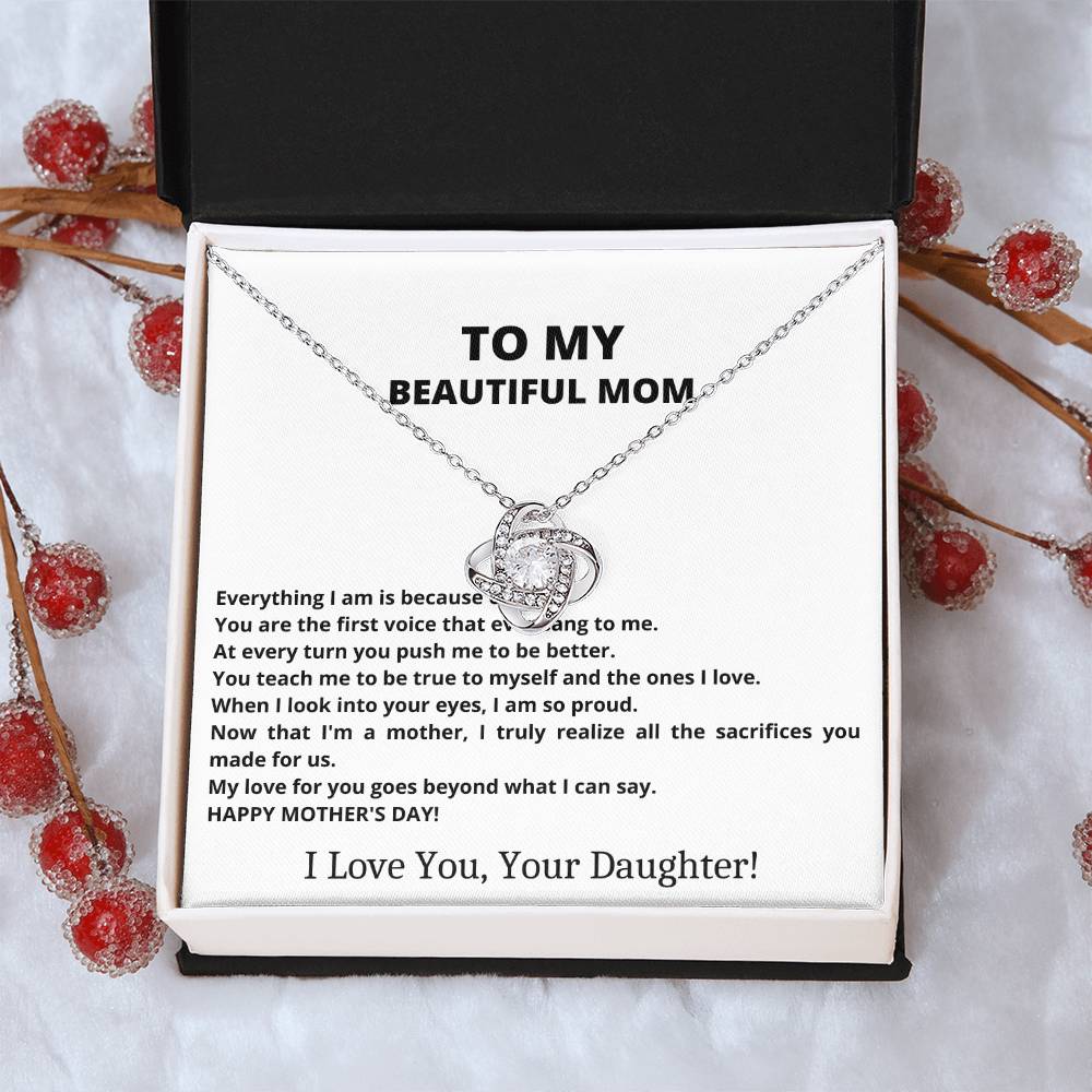I Love You Mom Love Knot Necklace