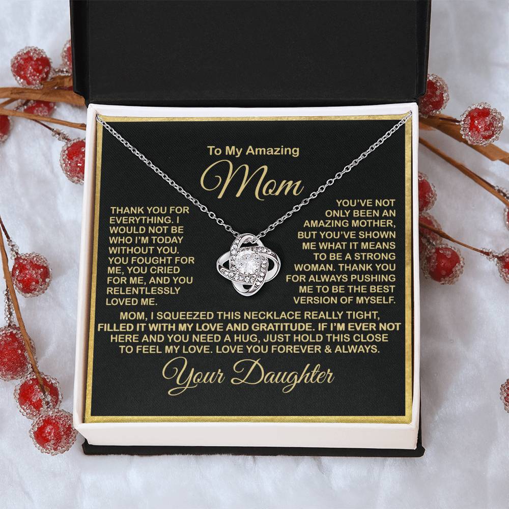 Gift For Amazing Mom Gift For Mom From Daughter 1 Love Knot Necklace