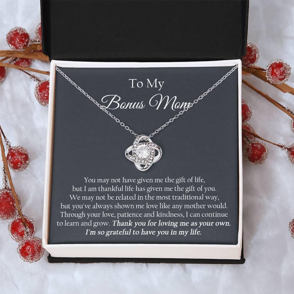 To My Bonus Mom Mother's Day Gift For Stepmom Stepmom Birthday Gift Step Mother Gift From Bride Love Knot Necklace