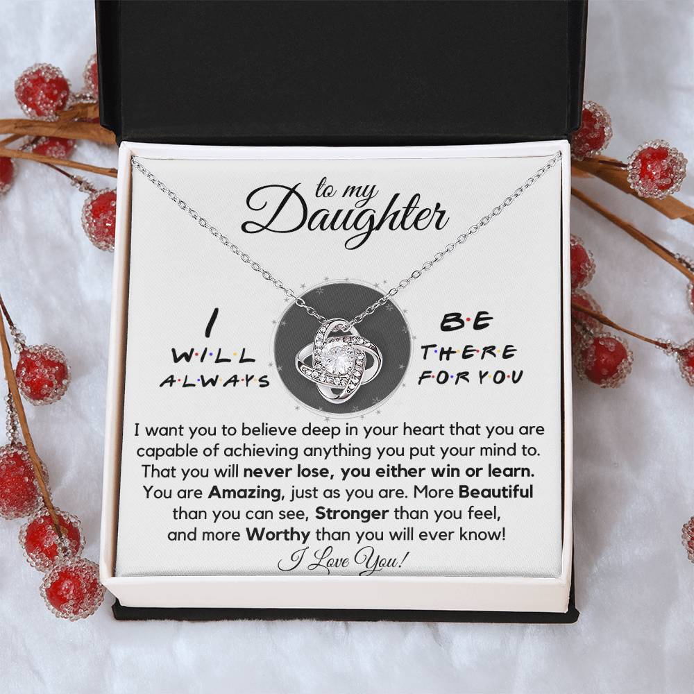 To My Daughters - Always There For You - Gift Ne Love Knot Necklace