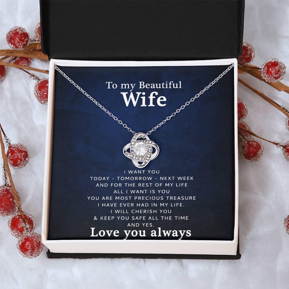 To My Wife - Love You Love Knot Necklace