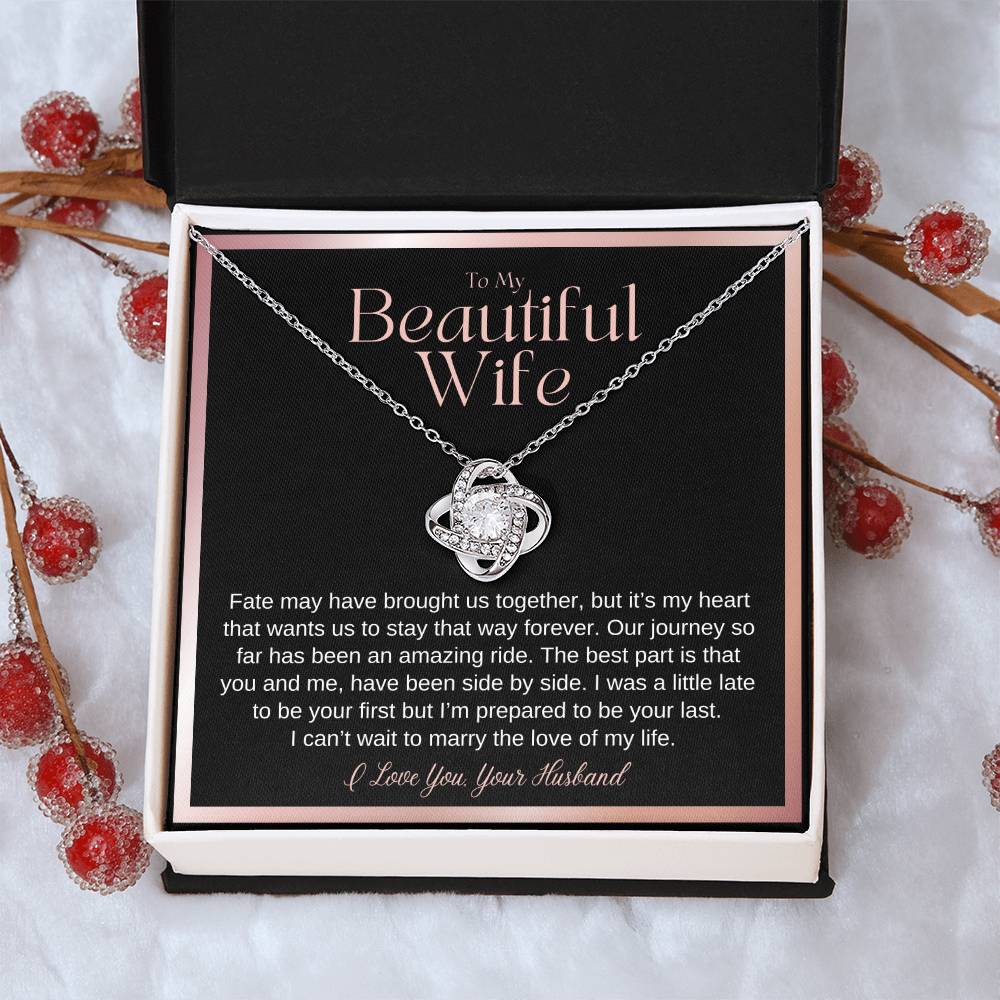 Wife Gift On Wedding Day Bride Gift From Groom On Wedding Day Fate May Have Brought Us Together Wife Wedding Necklace Gift From Husband Love Knot Necklace