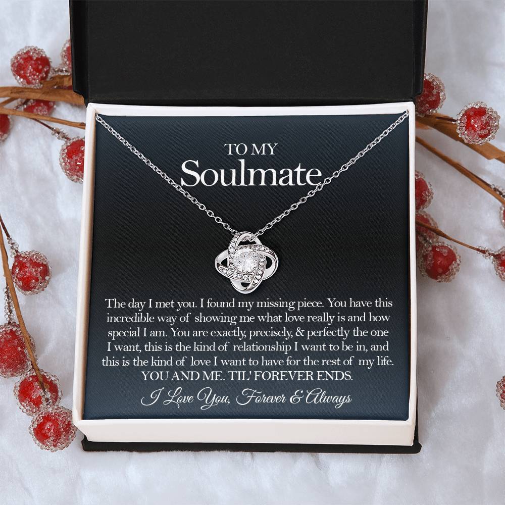 To My Soulmate Necklace Gift For Girlfriend From Boyfriend Girlfriend Birthday Anniversary Gift Love Knot Necklace