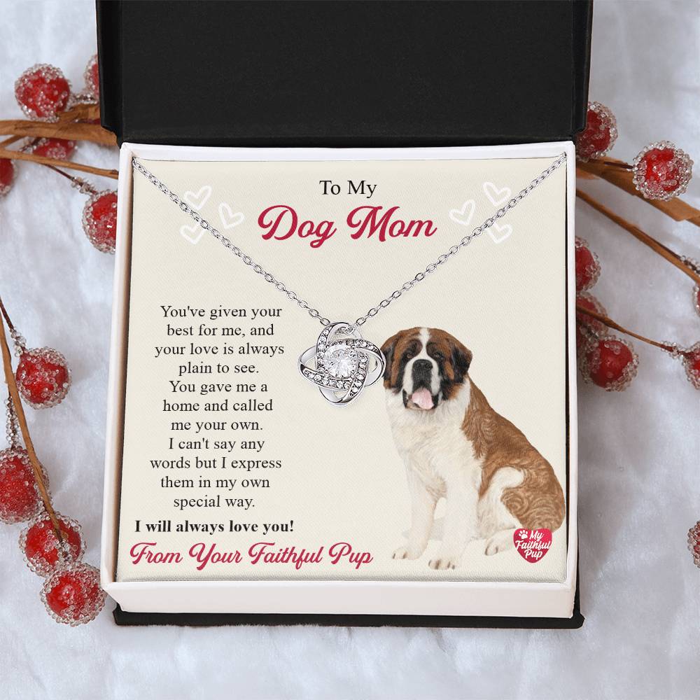 Saint Bernard Necklace Gift For Lab Mom Gift For Dog Lover Dog Mom Gift Golden Lab Gift Labrador Mom Pet Parent Jewelry St. Bernard Love Knot Necklace
