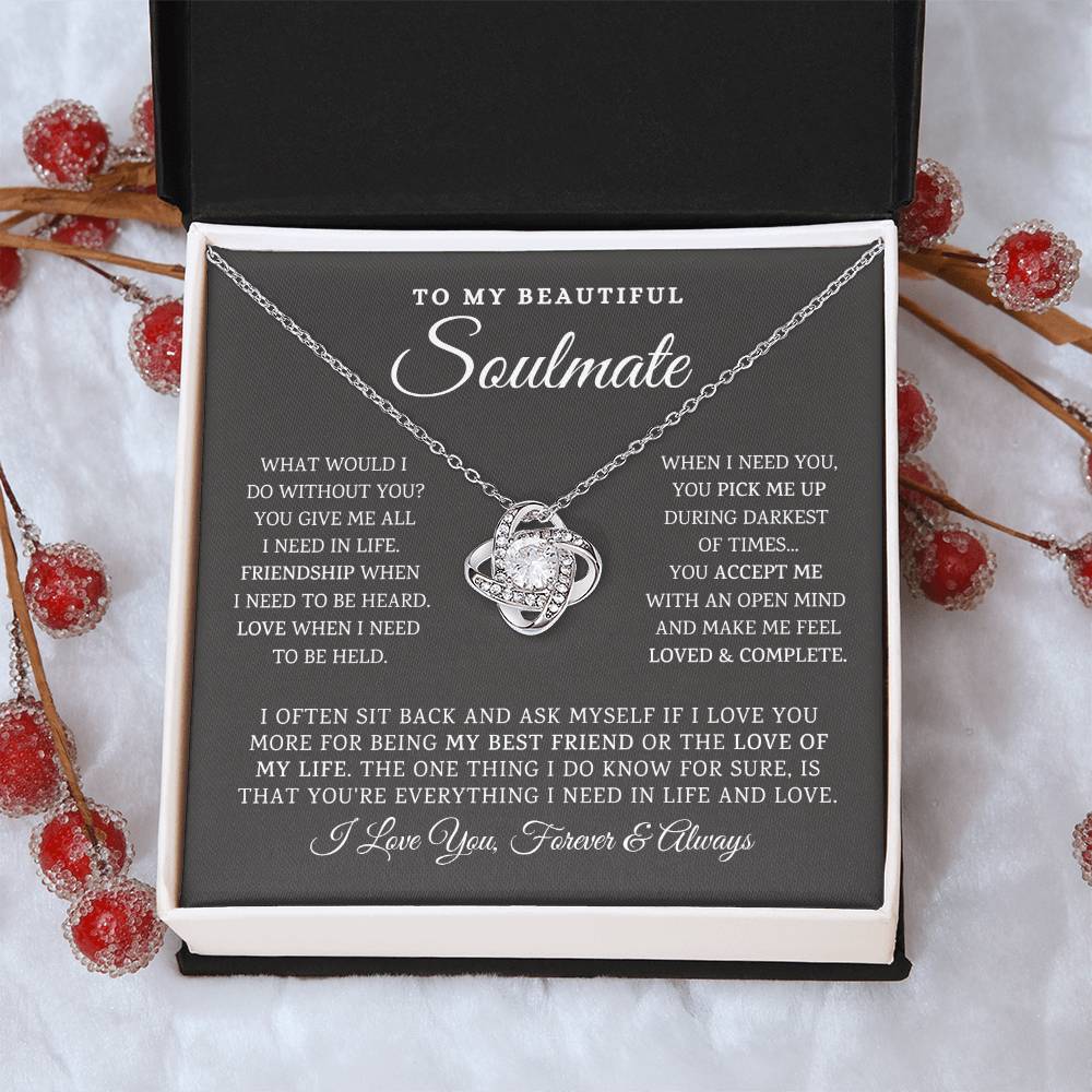 To My Beautiful Soulmate Necklace Gift For Girlfriend Anniversary Birthday Gift Sentimental Gift Love Knot Necklace