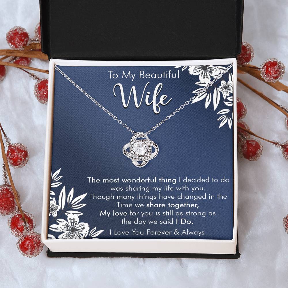 Gift For Wife I Do Navy Flower Love Knot Necklace Love Knot Necklace
