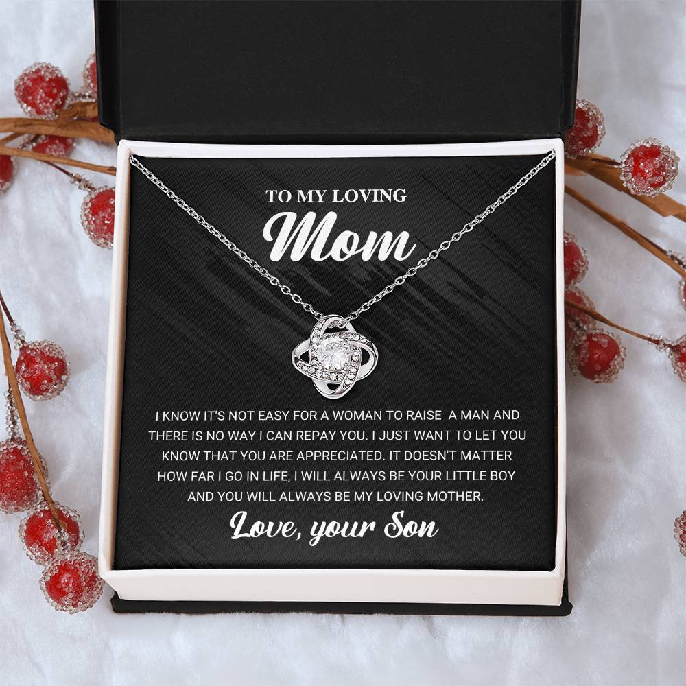 To My Loving Mom Necklace Gift For Mom From Son Mom Birthday Gift Mother's Da Love Knot Necklace